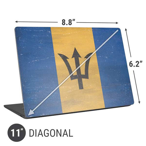 Barbados Flag Distressed Universal Laptop 11in (8.8 x 6.2in) Skin